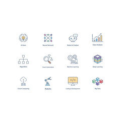 AI and Machine Learning Outline Icons Set