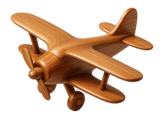 Wooden toy airplane with winged design and smooth finish