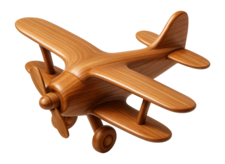 Wooden toy airplane with winged design and smooth finish
