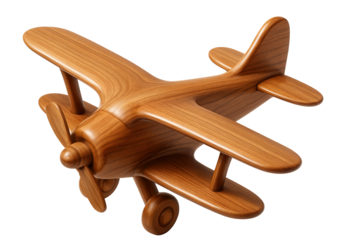 Wooden toy airplane with winged design and smooth finish