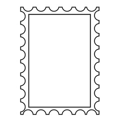 Postage stamp frame vector illustration in outline style. Black and white image for design