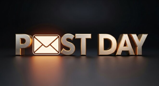 Celebrate national postal workers day with this shiny golden text on a black backdrop perfect for greetings