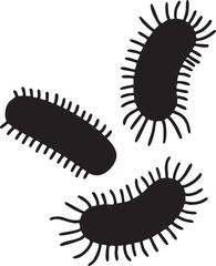 Bacteria vector illustration: black and white germs, microbe clip art eps silhouette