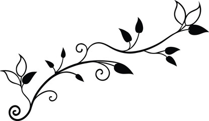 elegant leafy vine line art clean silhouette vector © Clean Silhouette