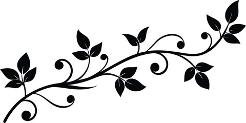 elegant leafy vine silhouette vector illustration