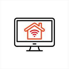 Computer Monitor Displaying Smart Home Icon with Wi- Fi Signal screen
