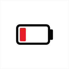 Battery Icon Showing Low Charge Level on White Background low battery power