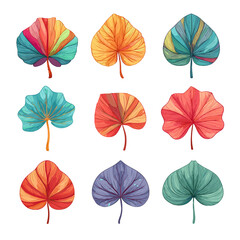Obraz premium Colorful Autumn Lotus Leaves Illustration Capturing Nature's Elegance and Beauty