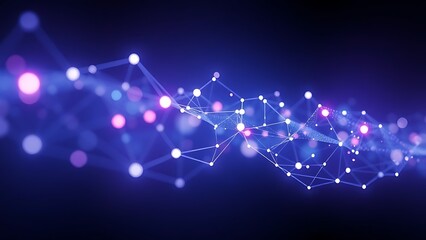 Abstract data visualization with glowing interconnected nodes in dark space, symbolizing modern technology.