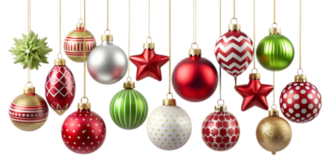 Christmas ball ornament in a transparent background, hanging bauble