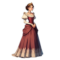 Fototapeta premium Regal Woman in Period Attire on transparent background