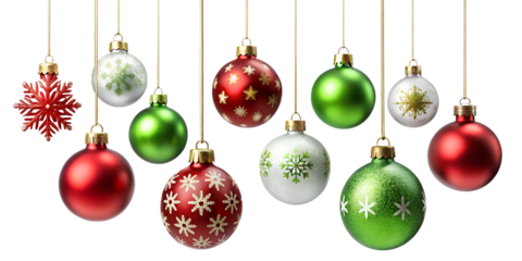 Christmas ball ornament in a transparent background, hanging bauble