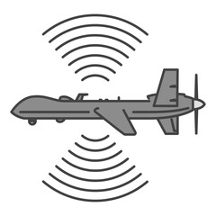 妨害電波を出す軍用のプロペラ無人偵察機・無人航空機（UAV・無人機）