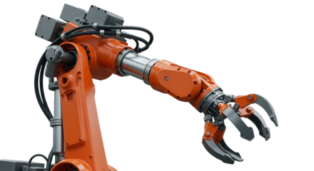 Robotic arm isolated on transparent background