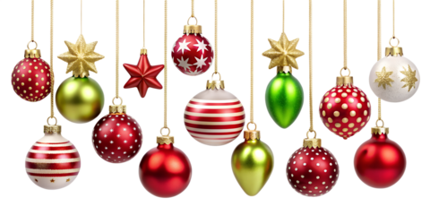 Christmas ball ornament in a transparent background, hanging bauble