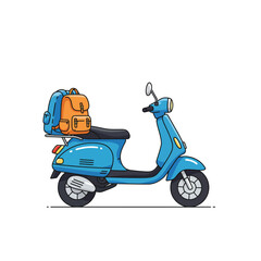 Obraz premium Blue Scooter with Backpacks - Travel Vector Illustration side view light