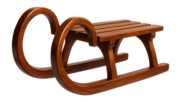 Wooden sled with elegant curves