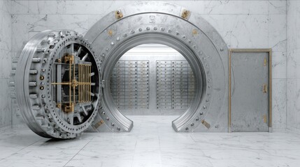 Modern bank vault interior