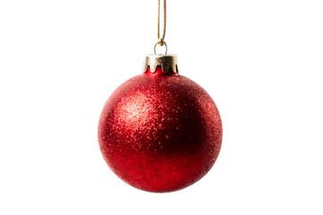 Christmas ball ornament in a transparent background, hanging bauble