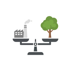 Naklejka premium Balancing industrial progress with environmental preservation on a vintage scale illustration