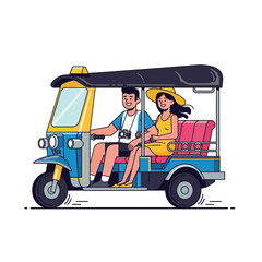 Fototapeta premium Happy Couple on a Tuk-Tuk Ride, Asian Travel Adventure cheerful enjoy capturing