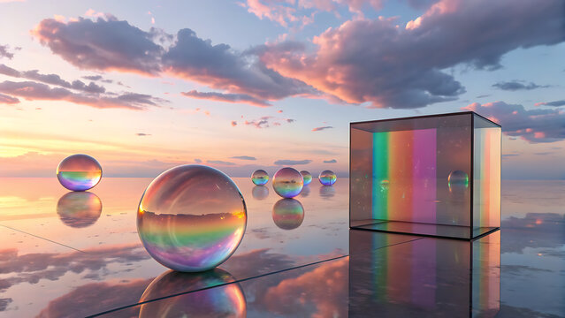 soap bubbles floating in the sky