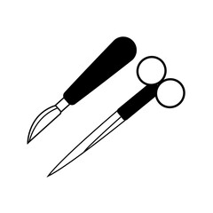scissors and knife for surgery flat icon logo illustration vector isoalated, suitable for web design , logo , app and more