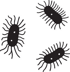 Bacteria vector illustration: black and white microorganism graphic eps silhouette