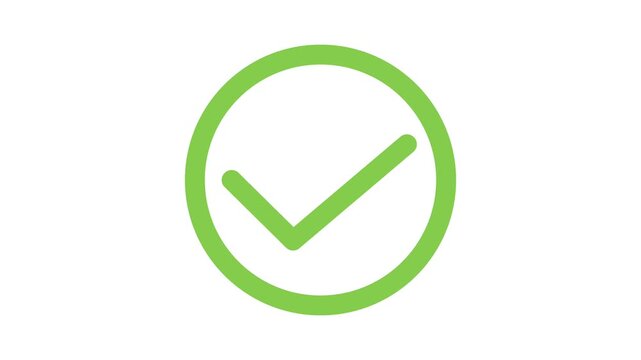 Check Mark. 2D Animation. Animated check mark in a modern line art style. Correct, complete, approved, and more. Isolated element.