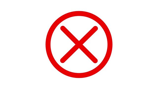 Cross Mark. 2D Animation. Animated cross mark in a modern line art style. Error, delete, cancel, and more. Isolated element.