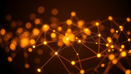 Abstract network of glowing nodes and lines in warm tones against a dark sophisticated backdrop.