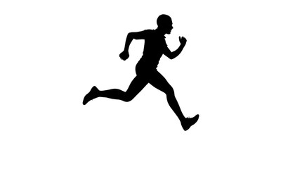 Black vector silhouette of a jumping woman, illustrating a fitness runner in action