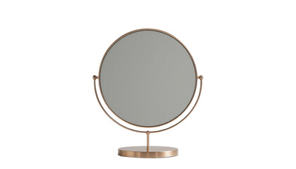Fototapeta premium Round magnifying mirror with blank reflection, isolated on a white background