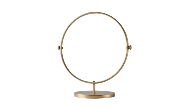 Round magnifying mirror with blank reflection, isolated on a white background