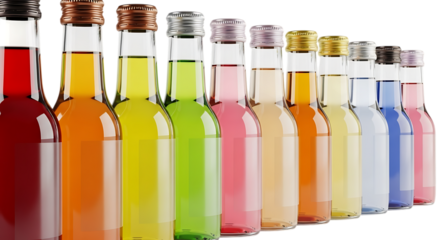 Colorful drinks isolated on transparent background