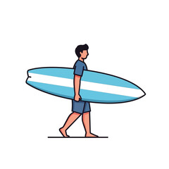 Summer Surf Trip: Surfer Walking with Board along themed project surfing