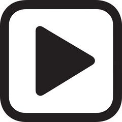Rounded square play button flat icon, minimalist design, editable vector EPS file