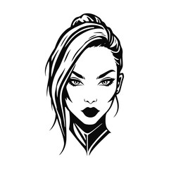 Elegant woman silhouette, beauty salon logo, lady face outline, stylish girl head design	