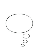 Cloud-shaped thought bubble outline for comics, doodles, and design projects. Blank cartoon balloon sketch for ideas, imagination, and creative text. Simple comic callout element.