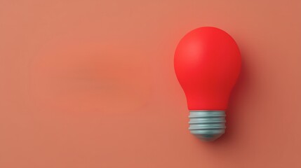 Creative Tuesday Red Light Bulb on Coral Background