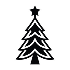 Obraz premium Stylized black christmas tree silhouette with star decoration festive holiday celebration symbol