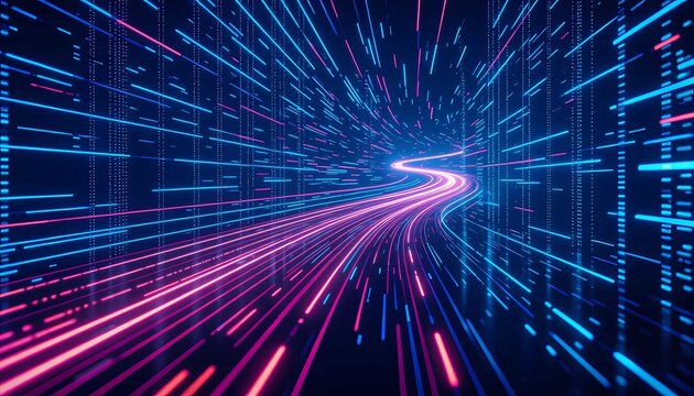 Optical datum glowing line shapes abstract dark background fiber