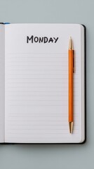 Open Notebook with Pen and Monday Goals Planning
