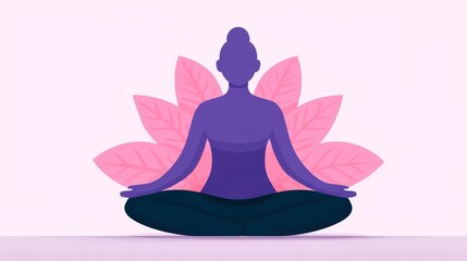 Minimalist Illustration of Lotus Pose Yoga with Calming Aura