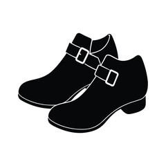 Pair of black fashion ankle boots with buckle detail for women elegant footwear collection