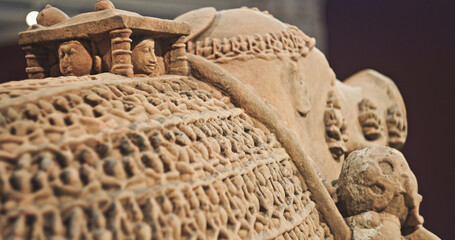 Close-up View On Varaha - Colossal Boar Is Third Incarnation Of Lord Vishnu. Varaha and His Consort...