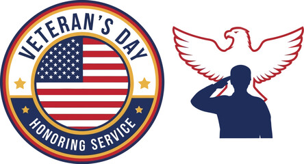 Commemorating military service and sacrifice on Veterans Day with patriotic symbols.
