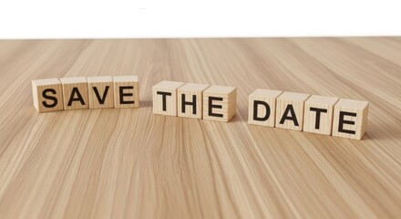 Save the Date Invitation Wedding Event Announcement Wood Blocks Concept
