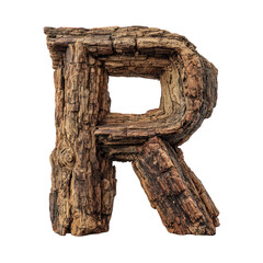 Rustic Wooden Letter R 3D Render