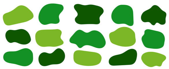 Green emerald organic natural blob blot irregular form shape. Wavy speech curvy bubbles for text.